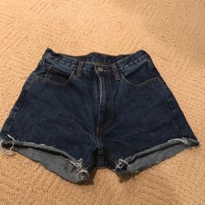 Dark washed jean shorts